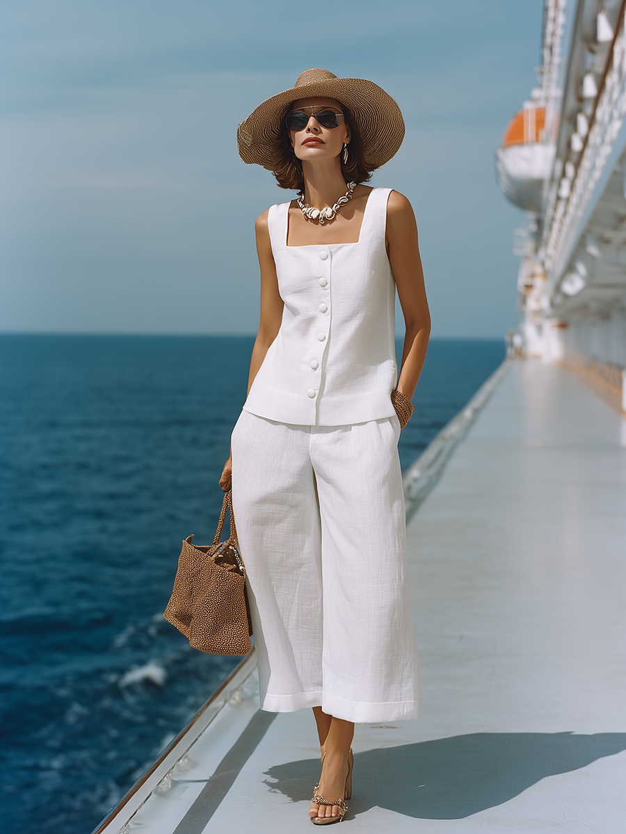 Constance | Square-Neck Capri Pants Set