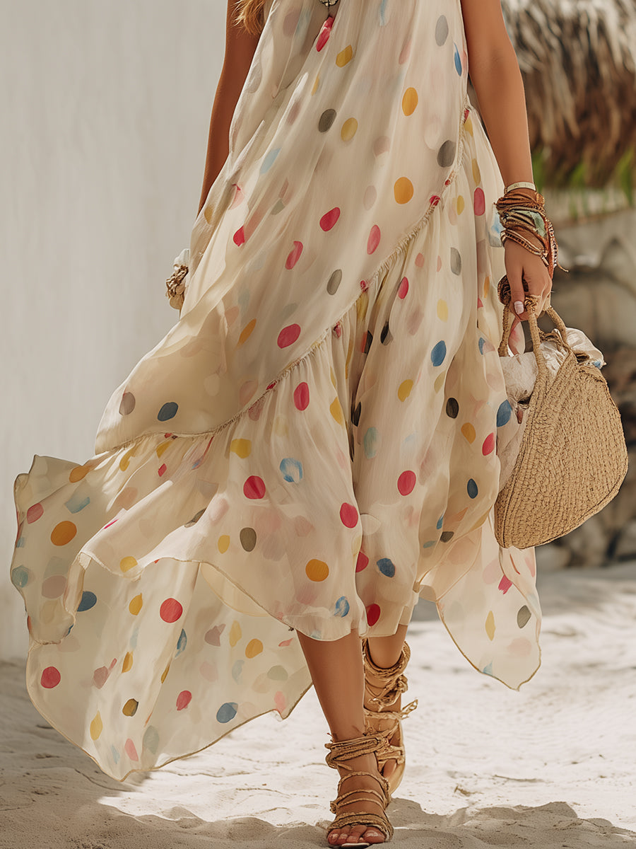 Dinah | Colourful Polka-Dot Maxi Dress