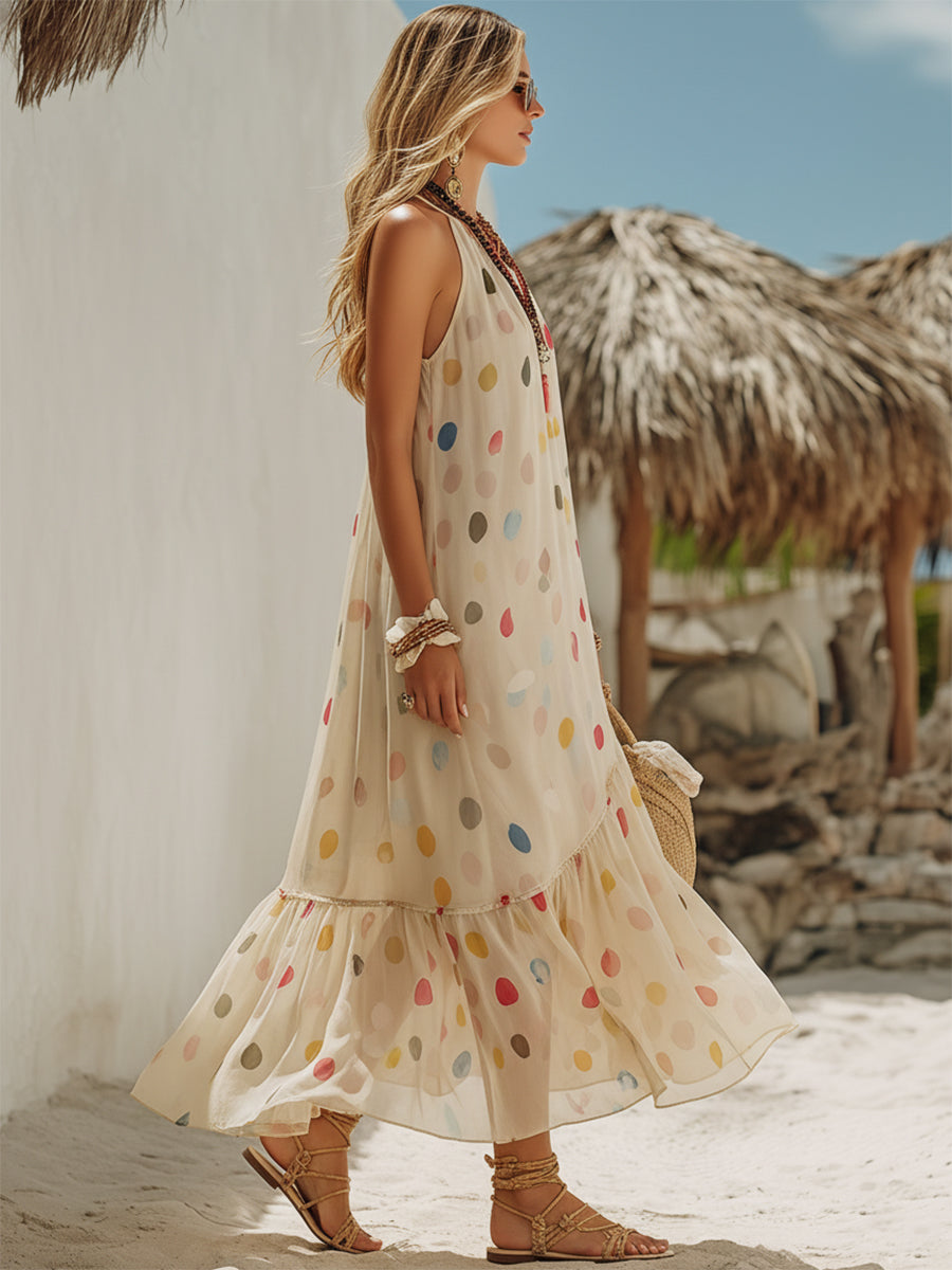 Dinah | Colourful Polka-Dot Maxi Dress