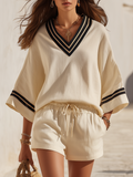 Agnes | Striped Long-Sleeve Shorts Set