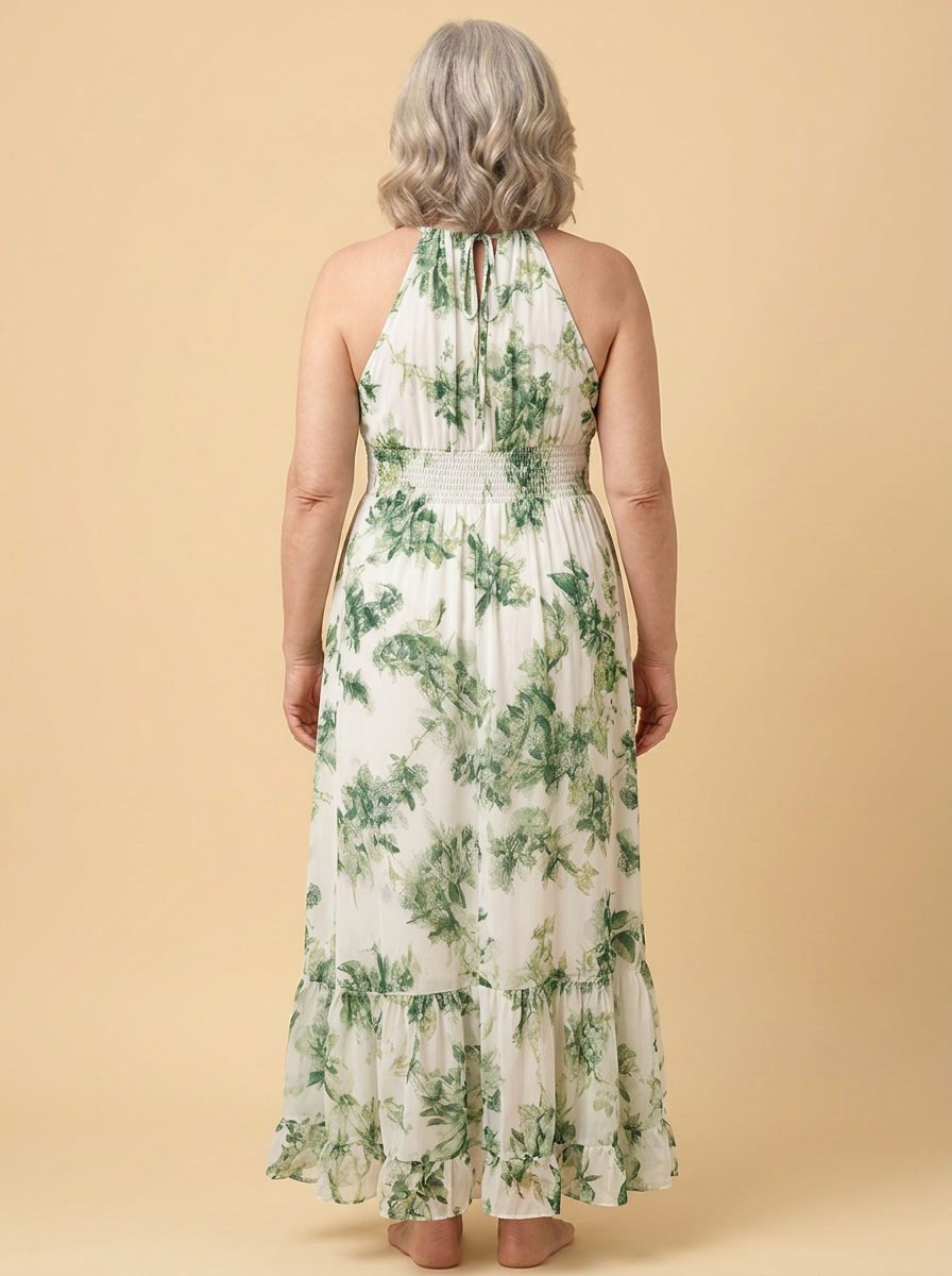 Adele | Botanical-Print Chiffon Midi Dress