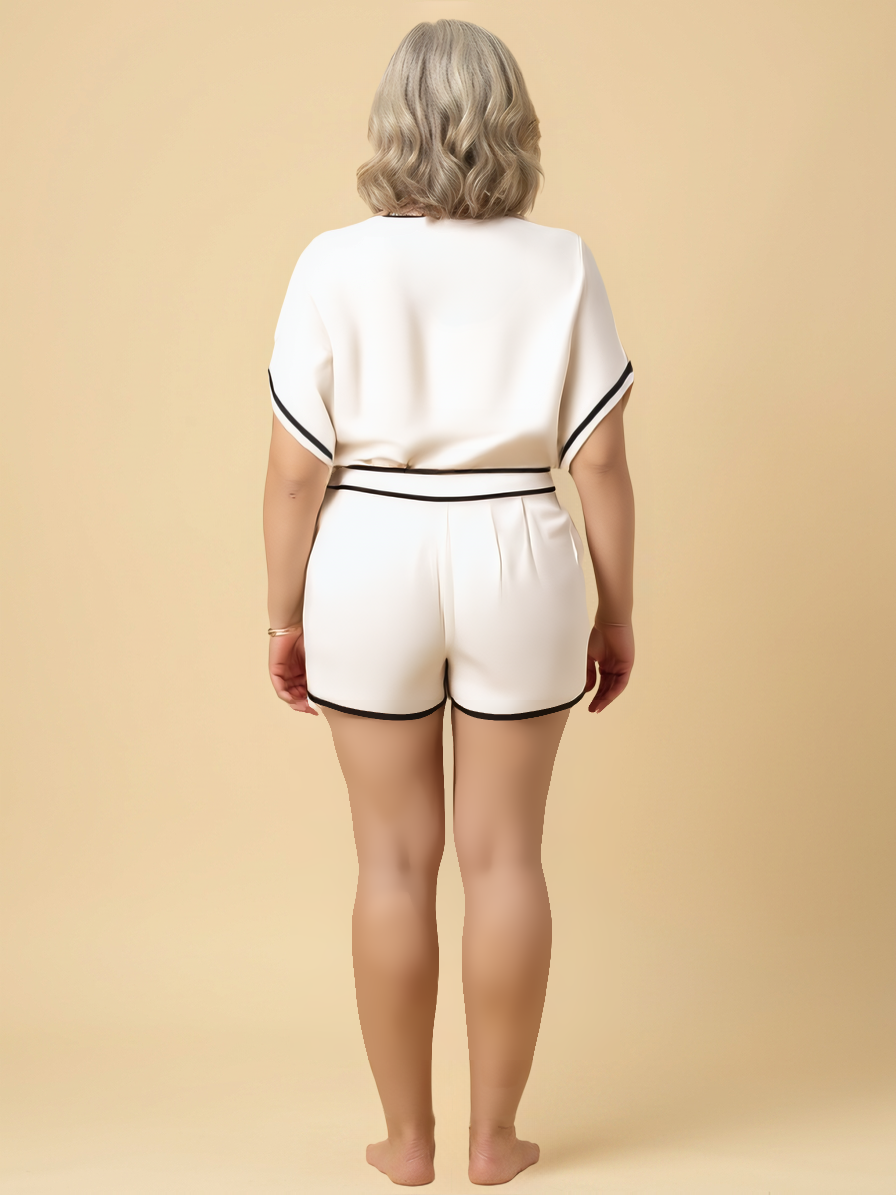 Gwen | Contrast-Trim Tencel Shorts Set