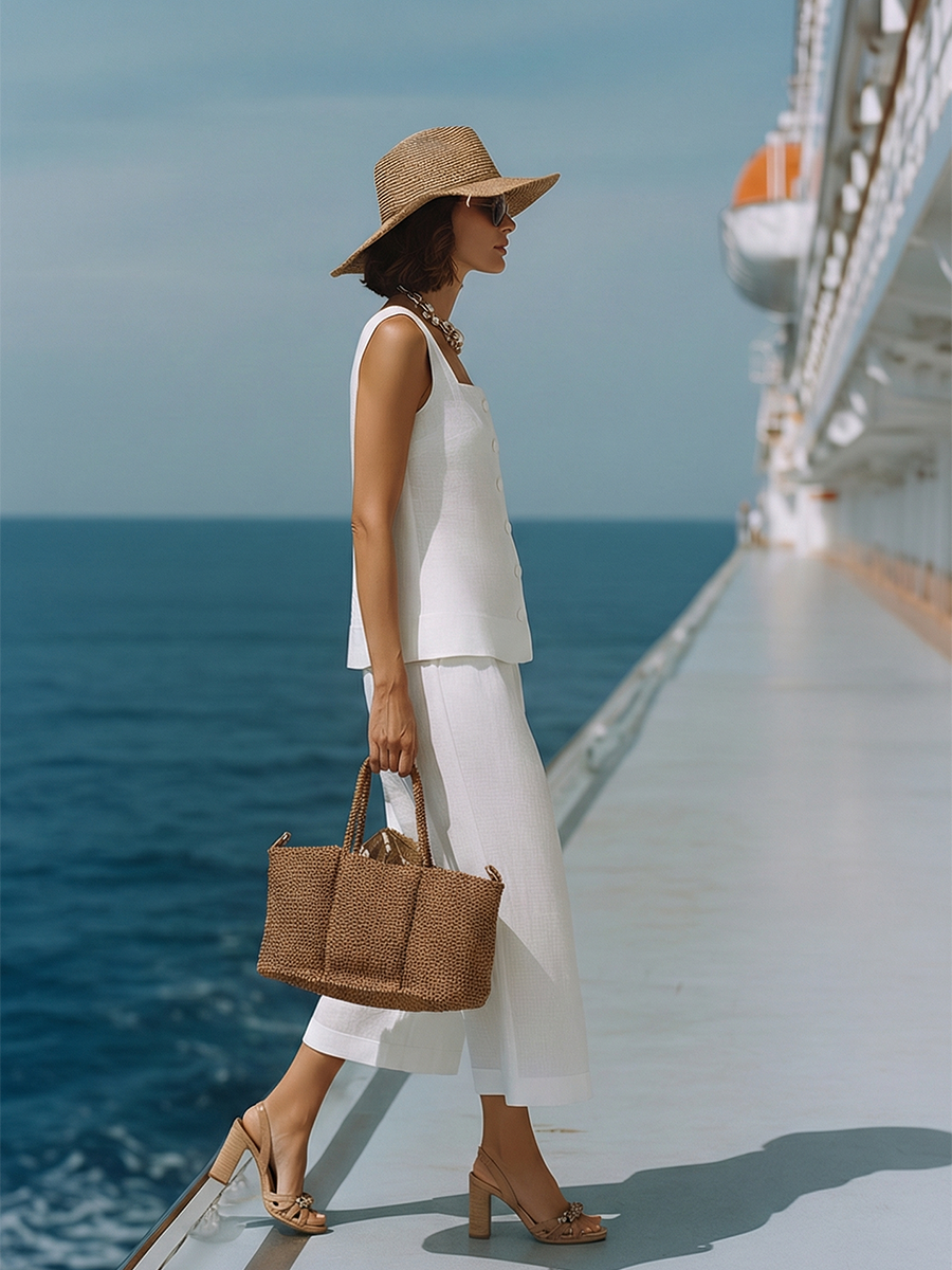 Constance | Square-Neck Capri Pants Set