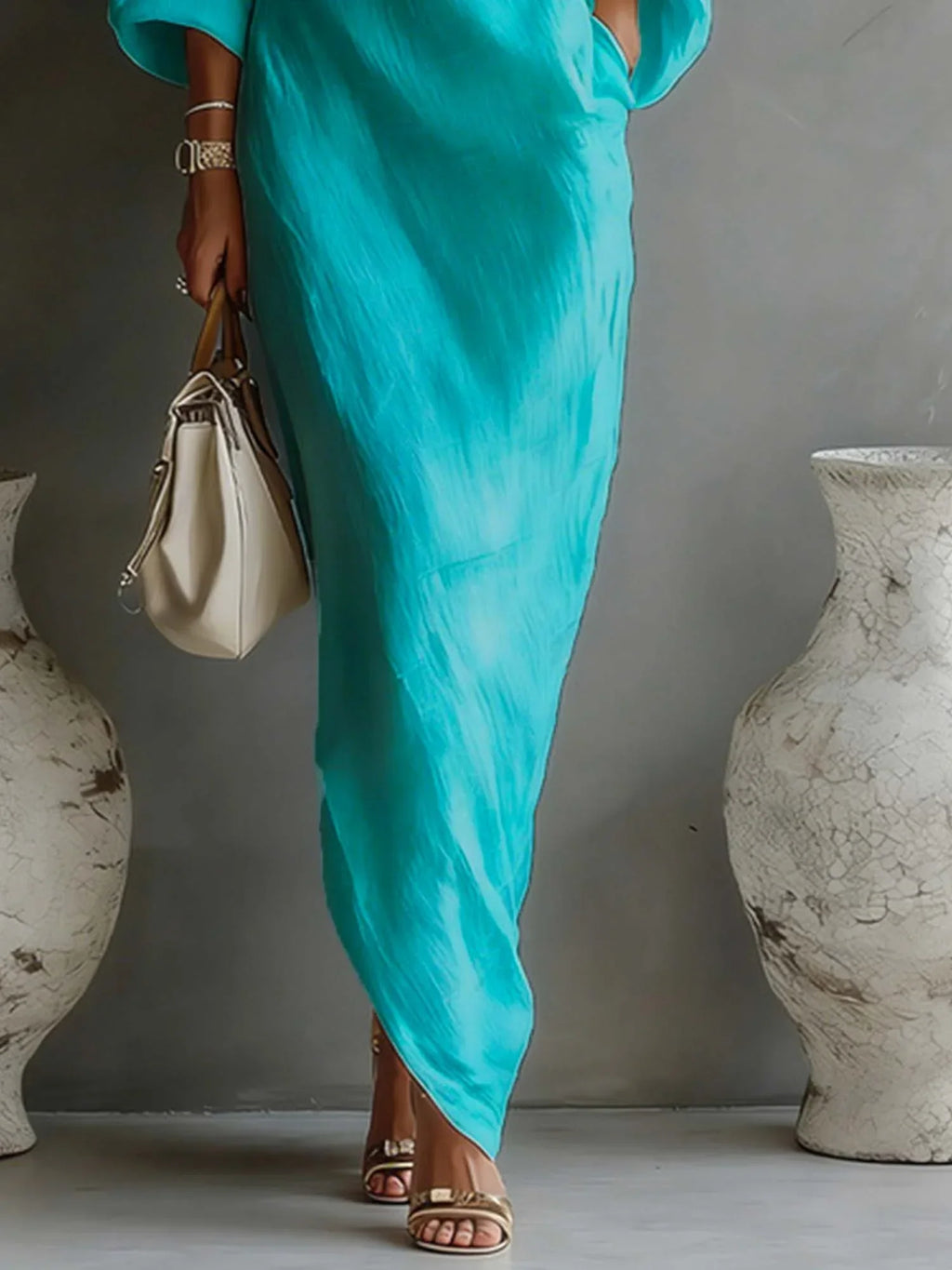 Violet | Balloon-Sleeve Linen Maxi Dress