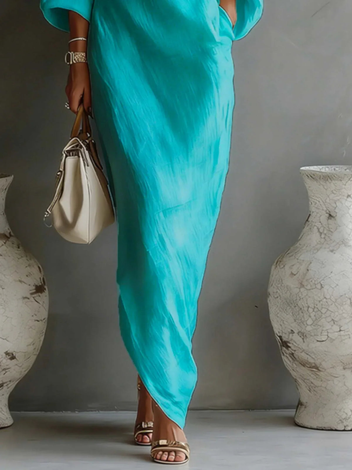 Violet | Balloon-Sleeve Linen Maxi Dress