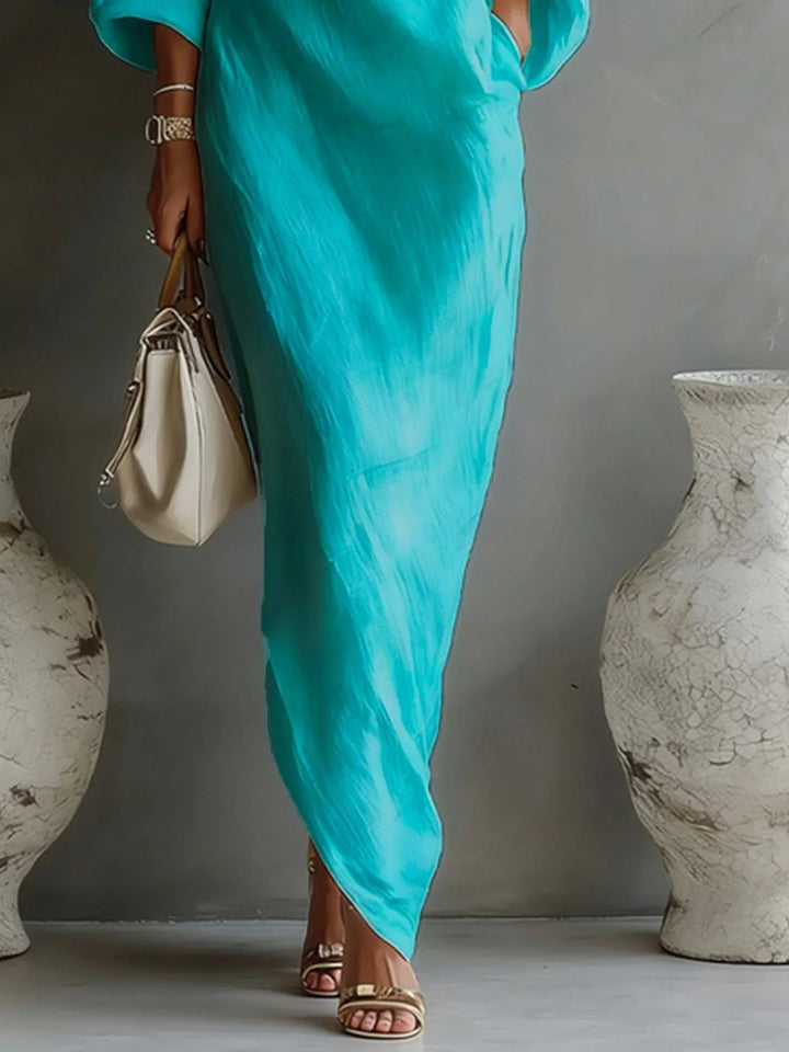 Violet | Balloon-Sleeve Linen Maxi Dress