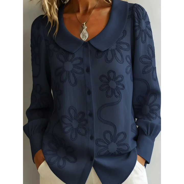 Claudine | Elegant Blouse with Embroidered Collar