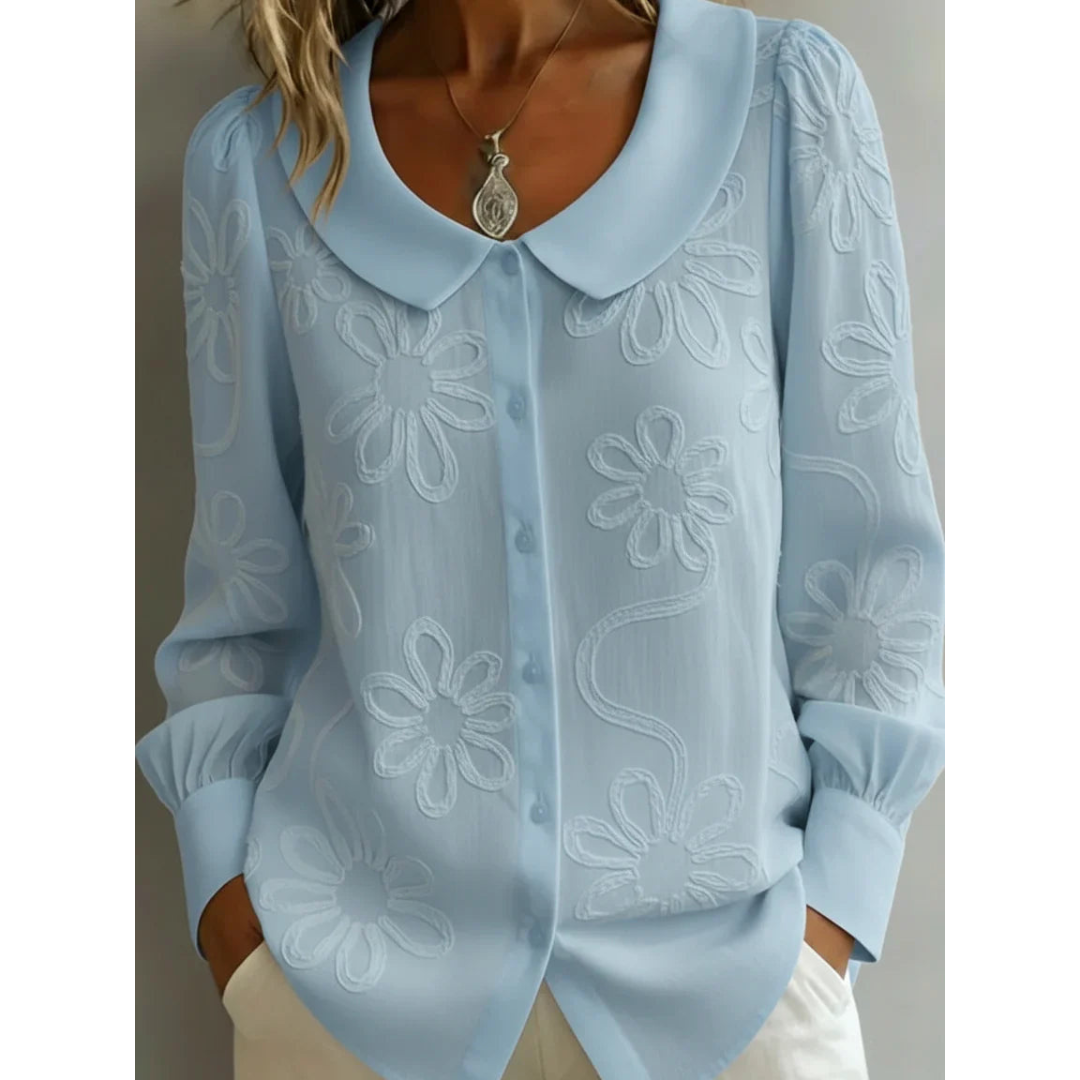 Claudine | Elegant Blouse with Embroidered Collar