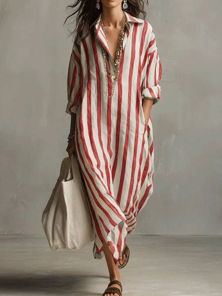 Amaris™ | Elegant Long Linen Shirt Dress