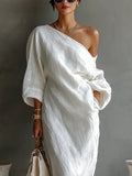Violet | Balloon-Sleeve Linen Maxi Dress