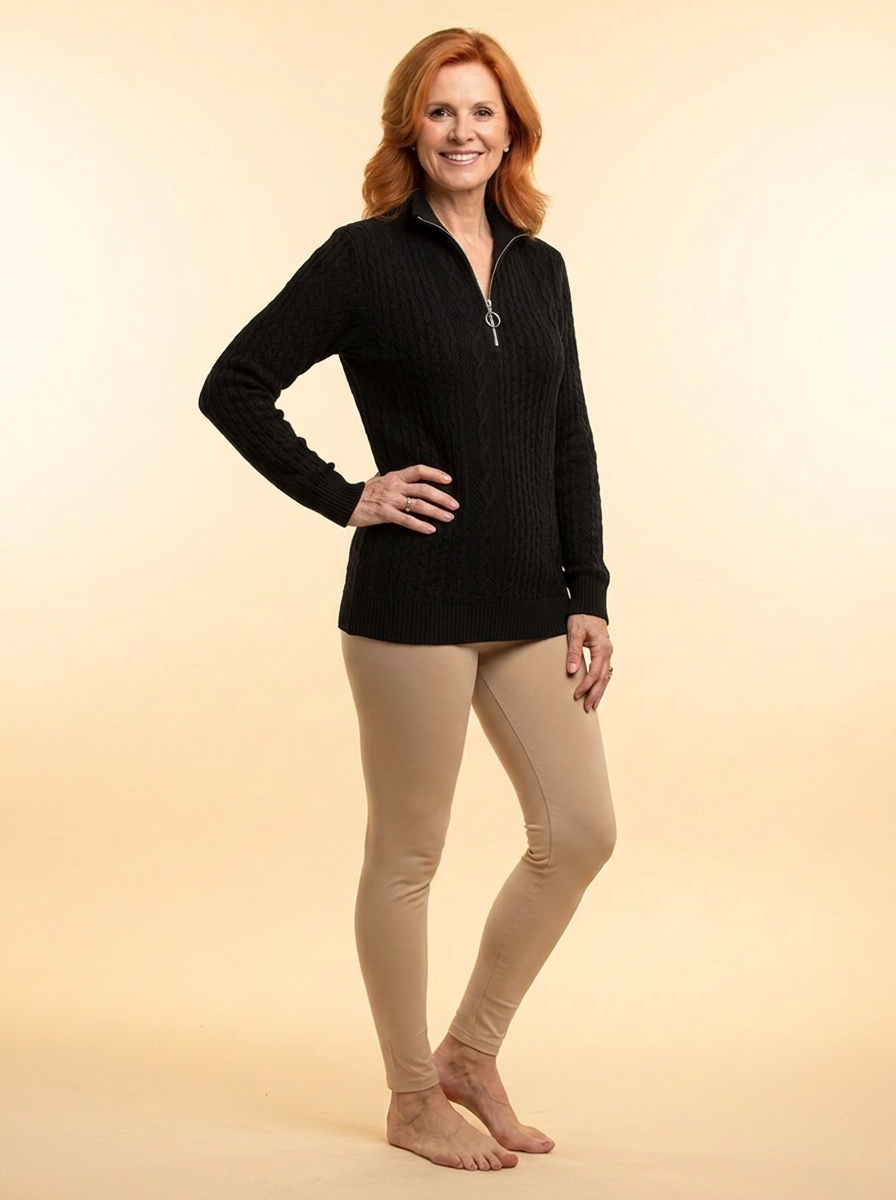 Amalie | Zip-up cable knit sweater