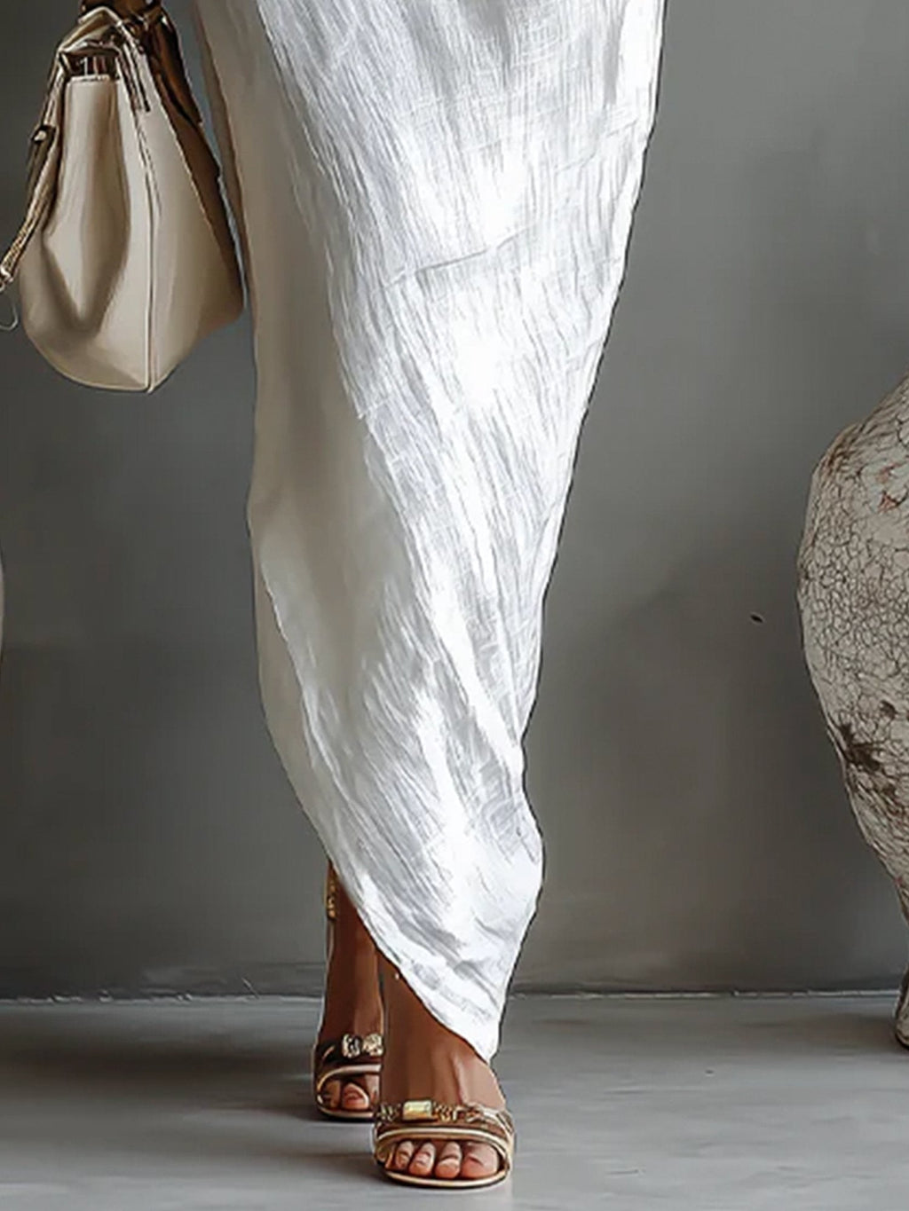 Violet | Balloon-Sleeve Linen Maxi Dress