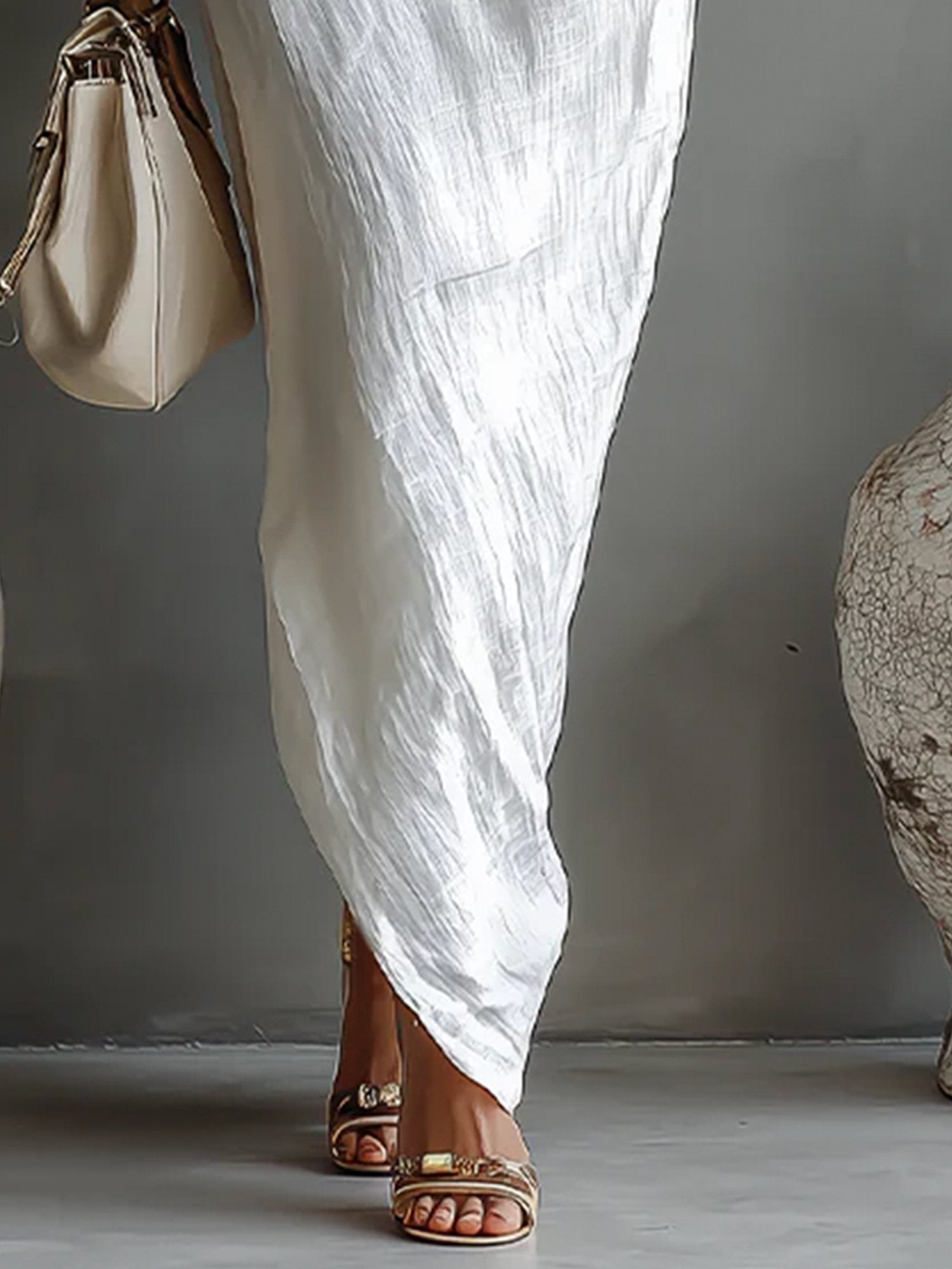 Violet | Balloon-Sleeve Linen Maxi Dress