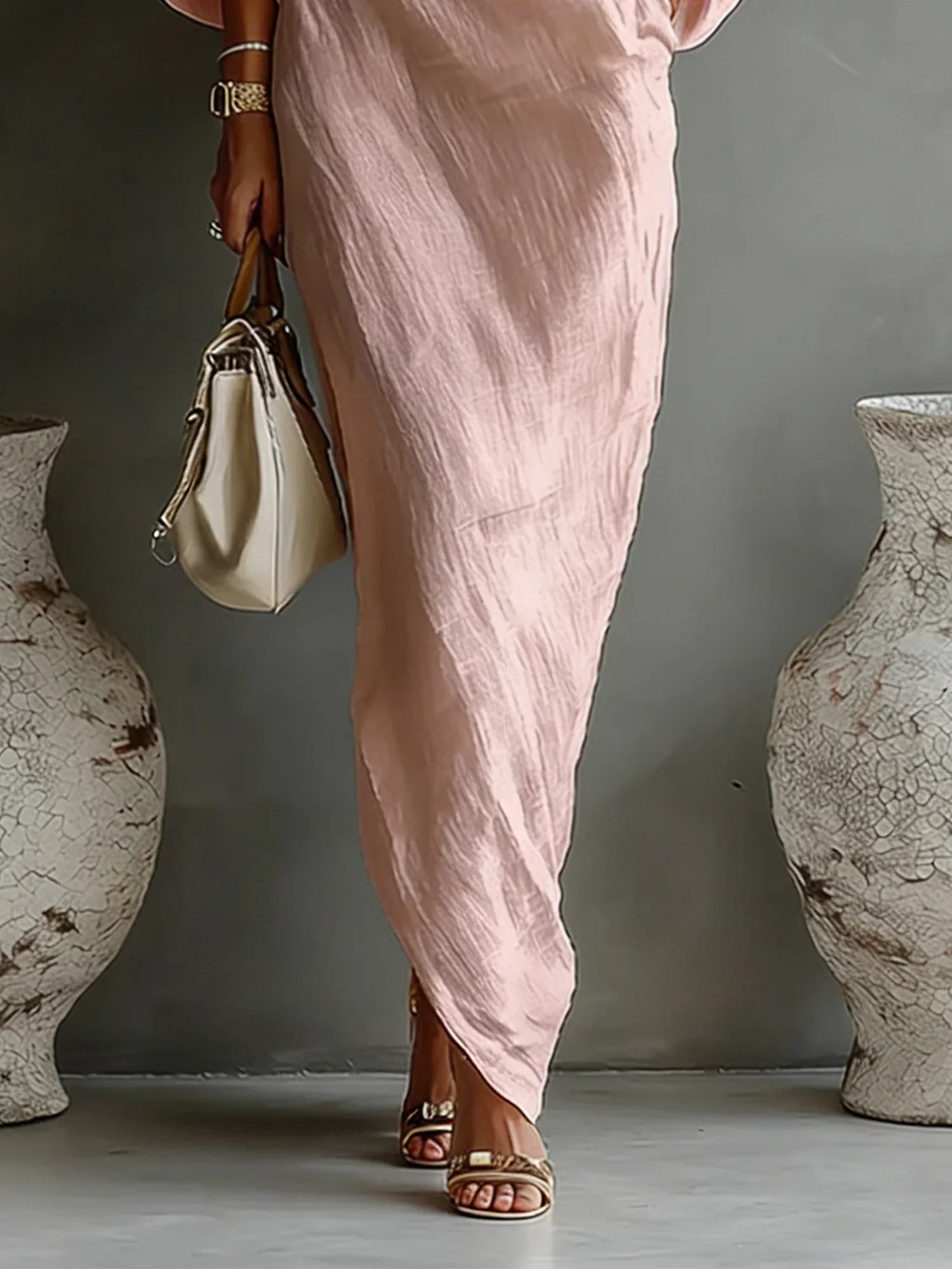 Violet | Balloon-Sleeve Linen Maxi Dress