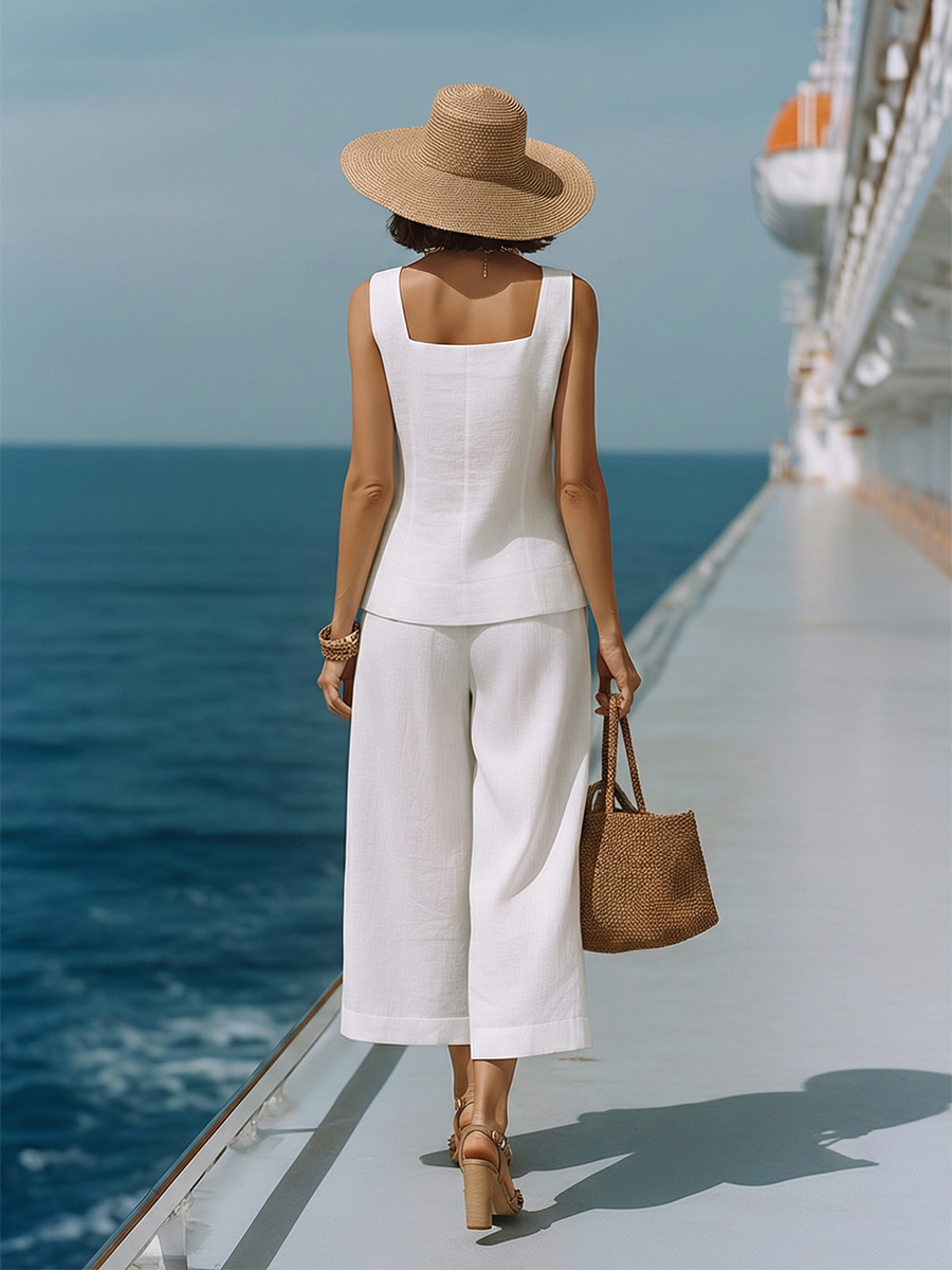 Constance | Square-Neck Capri Pants Set
