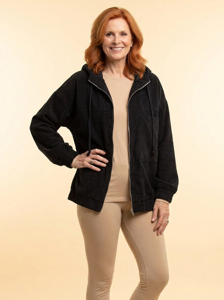 Ella | Corduroy Hooded Jacket with Zipper
