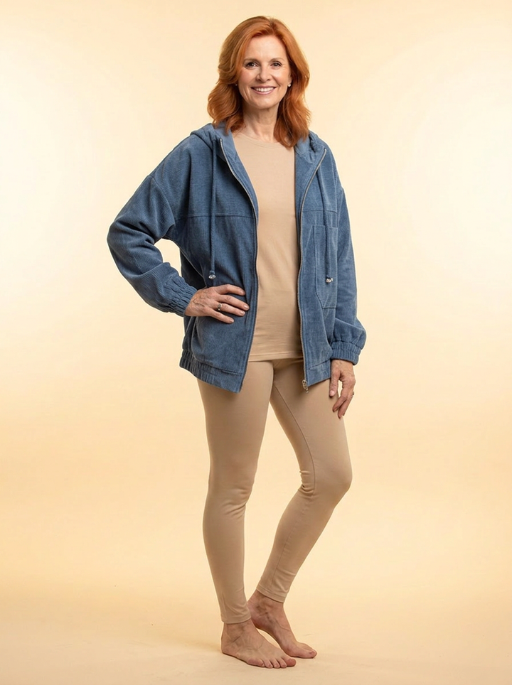 Ella | Corduroy Hooded Jacket with Zipper