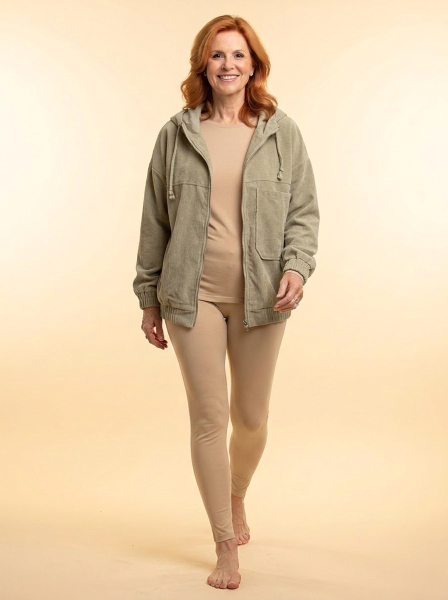 Ella | Corduroy Hooded Jacket with Zipper