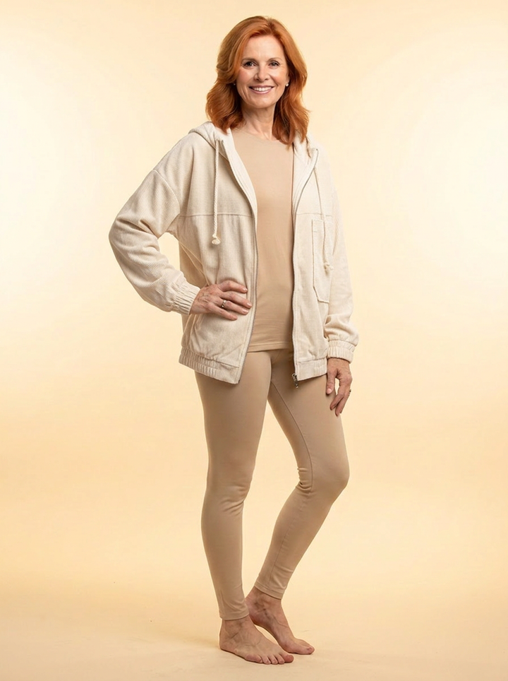 Ella | Corduroy Hooded Jacket with Zipper