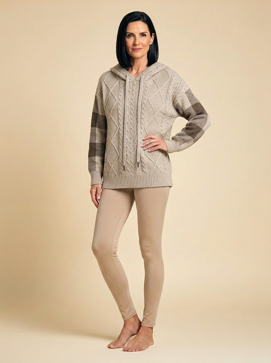 Emily | Cable Knit Hoodie Sweater