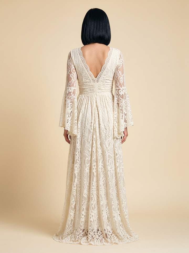 Cordelia | V-Neck Lace Long-Sleeve Dress