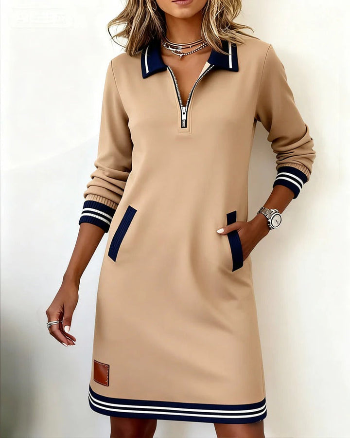 Pearl | Cotton Long-Sleeve Zip Mini Dress