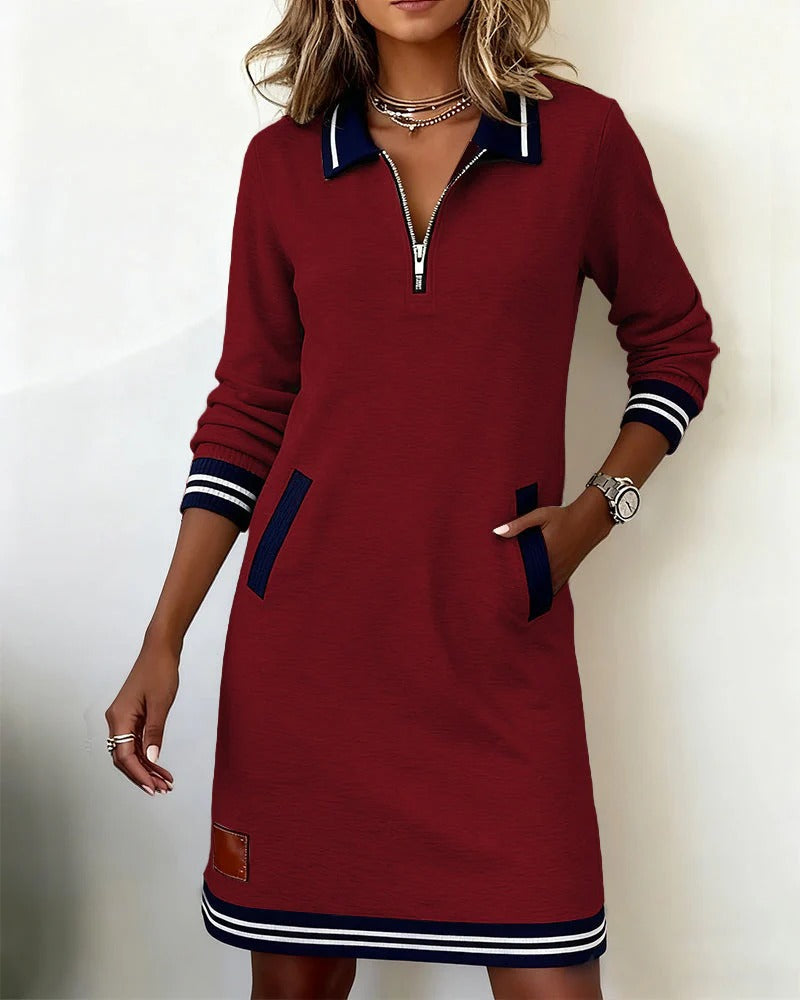 Pearl | Cotton Long-Sleeve Zip Mini Dress