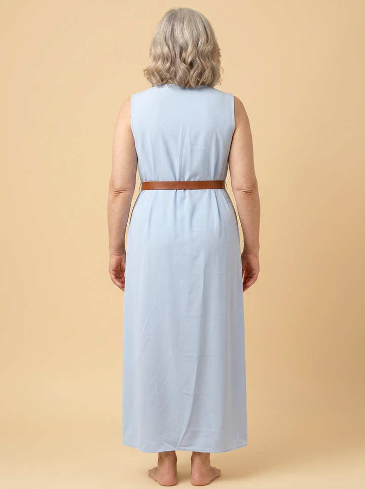 Thea | Contrast-Trim Tie-Waist Maxi Dress