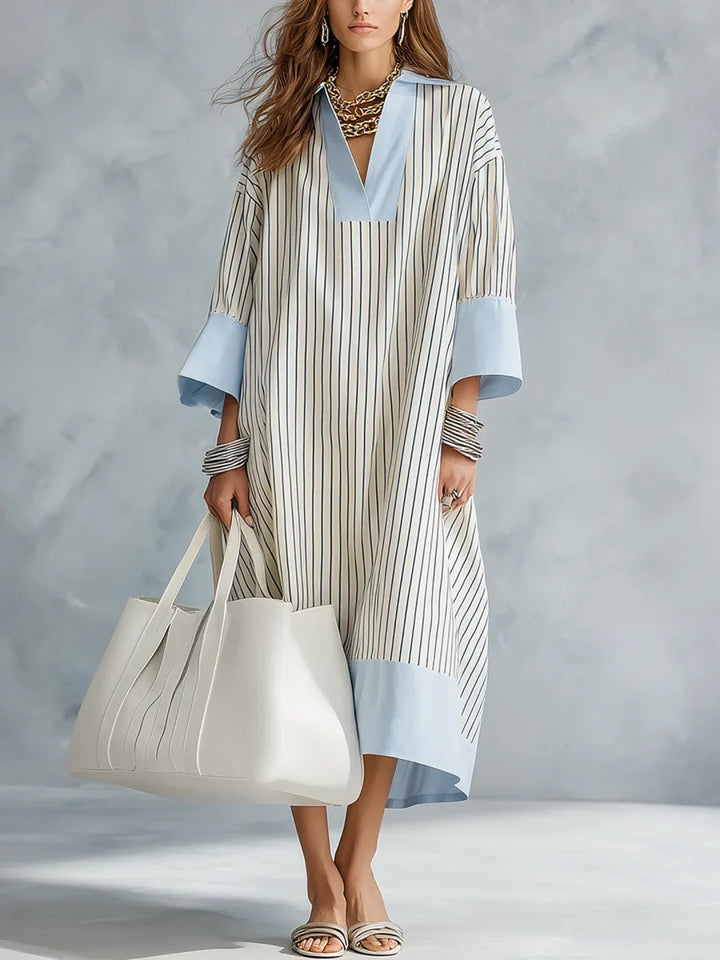 Indigo | Striped Midi Dress